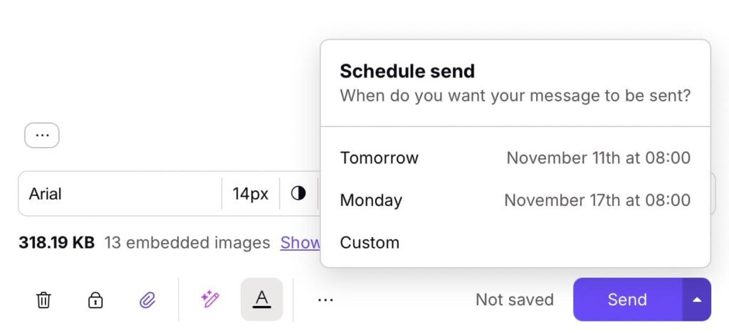 Planification d'envoi