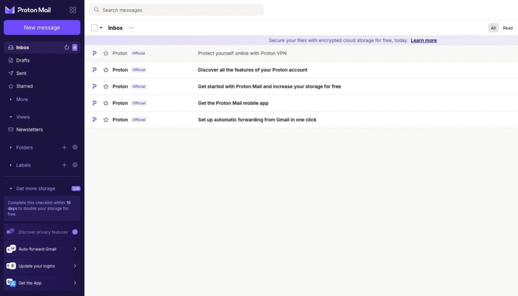 Interface ProtonMail
