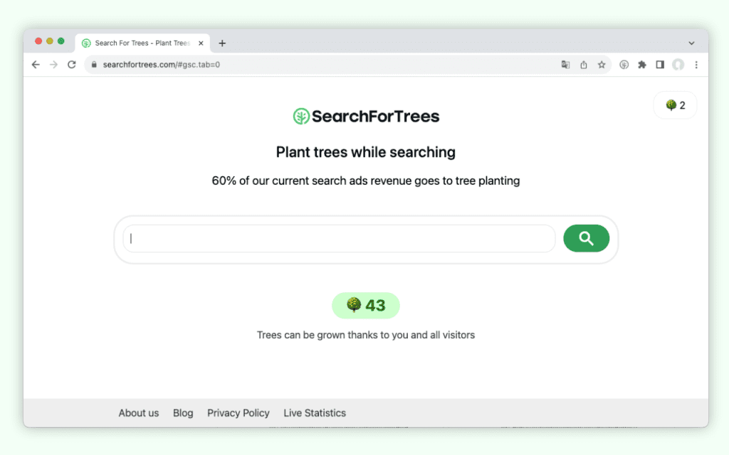 Search For Trees zoekmachine screenshot