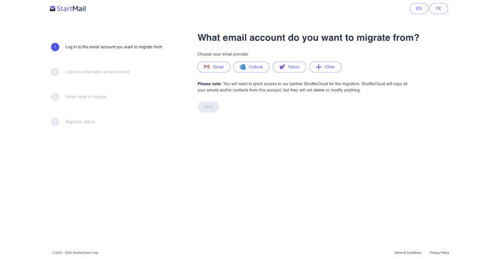 Migration des emails avec ShuttleCloud