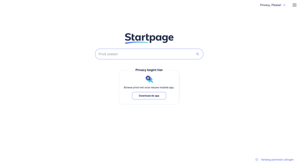 Startpage Zoekscherm